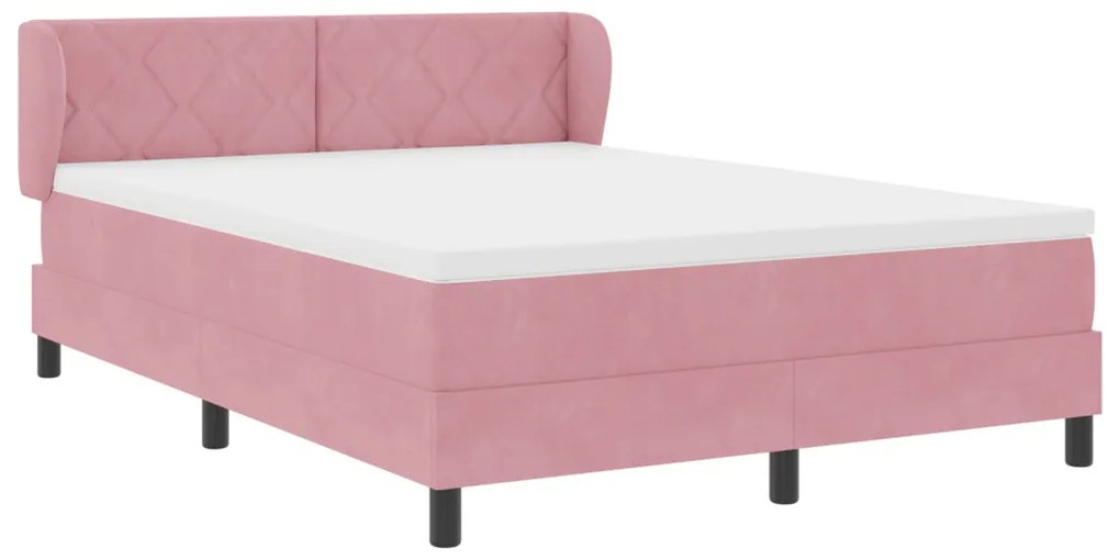 Boxspring Ágy Mattal Rózsaszín 140x190 cm Bársony