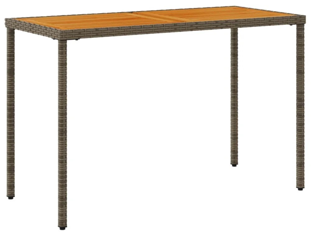 szürke polyrattan akácfa lapos kerti asztal 115x54x74 cm