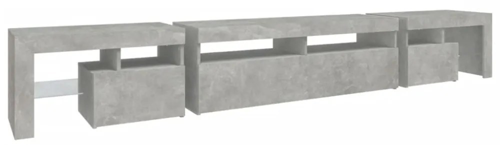 betonszürke TV-szekrény LED lámpákkal 260x36,5x40 cm