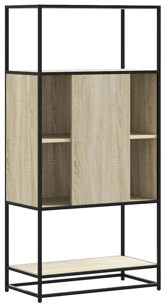 Highboard sonoma tölgy 68x35x139 cm gépelt fa és fém
