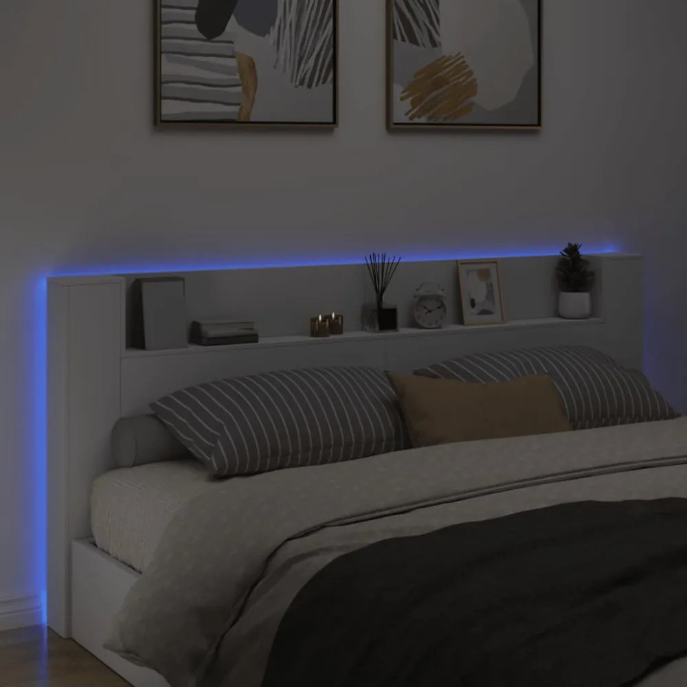 fehér áthidalószekrény LED-világítással 220 x 16,5 x 103,5 cm