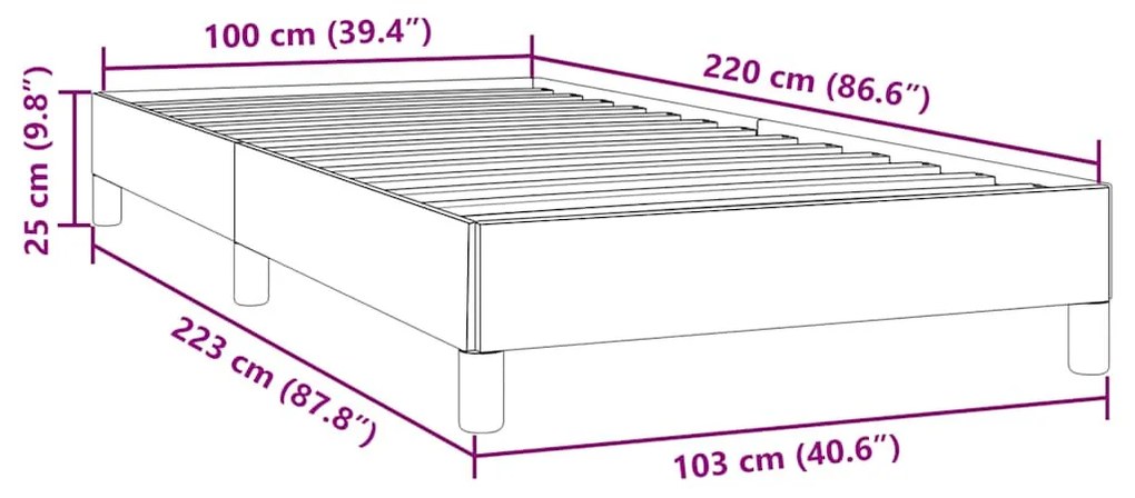 ágykeret matrac nélkül rózsaszín 100x220 cm bársony