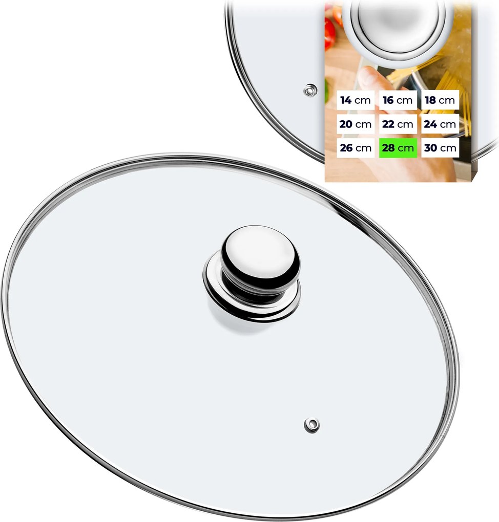 Hőálló Üveg Fedő Serpenyő Edényhez 28cm