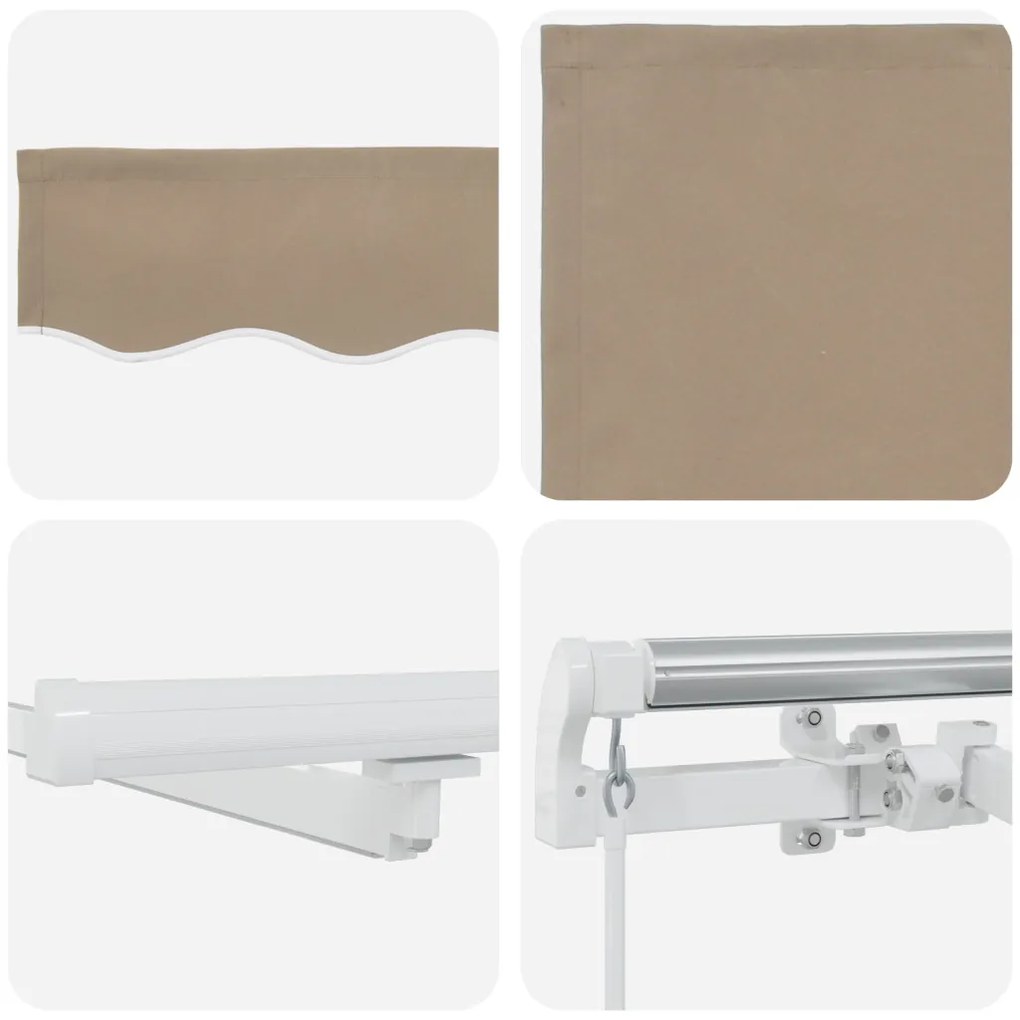 Kézi Behúzható Napellenző LED-del Bézs 400x350 cm