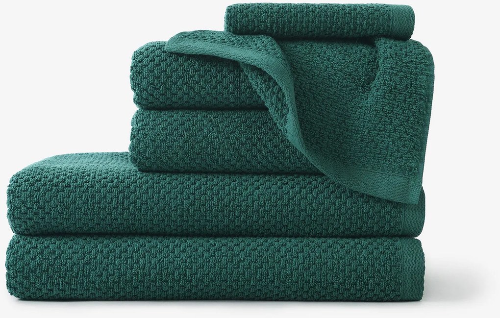 Goldea pamut frotír törölköző / fürdőlepedő micro pure - smaragdzöld 70 x 140 cm