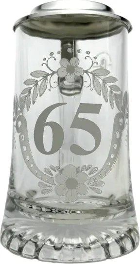 Söröspohár sörhöz 65 éves évforduló alkalmából, ónfedővel, korsó, 0,4 l