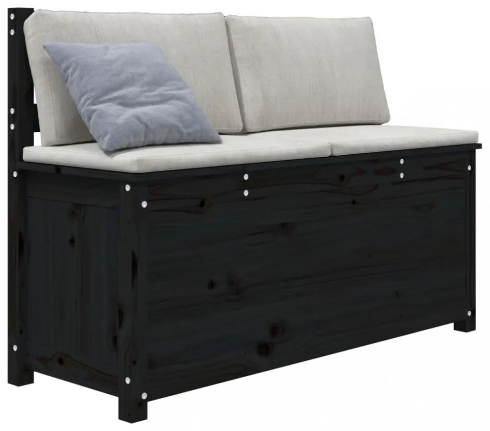 fekete tömör fenyőfa pad 110 x 41 x 76,5 cm