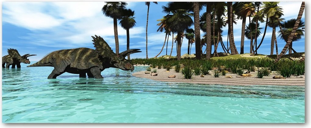 Foto Lacobel Üvegpanel Dinoszauruszok konyhájába XXL