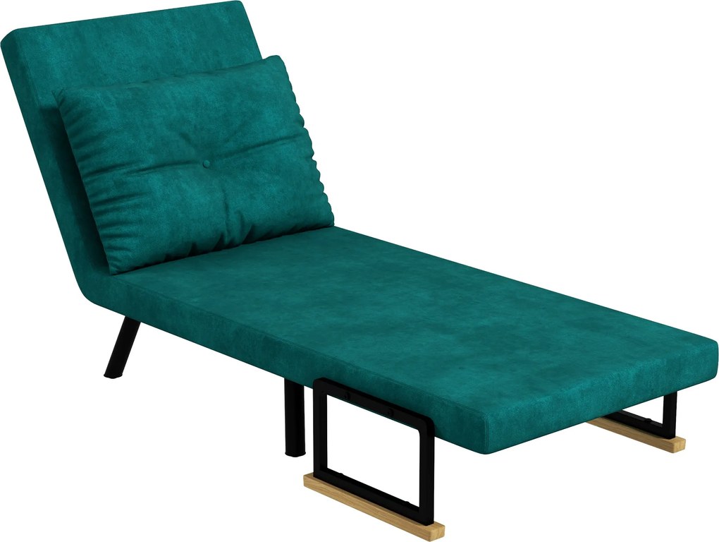 HOMCOM 1-Személyes Kanapéágy Hajtható Kanapé Velúrral Párnázott és Állítható 5-Fokozatú Támlával Irodához, Hálószobához, Nappalihoz 63x73x81 cm Zöld |