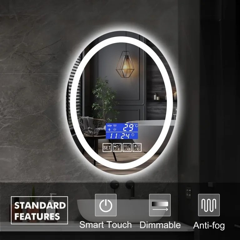 IREDA Fürdőszobatükör világítással 80 x 60 cm hangszóróval