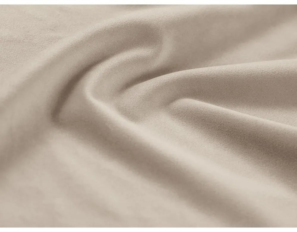 Bézs bársony kinyitható tárolóhelyes sarokkanapé (jobb oldali-L alakú) Kyoto – Cosmopolitan Design