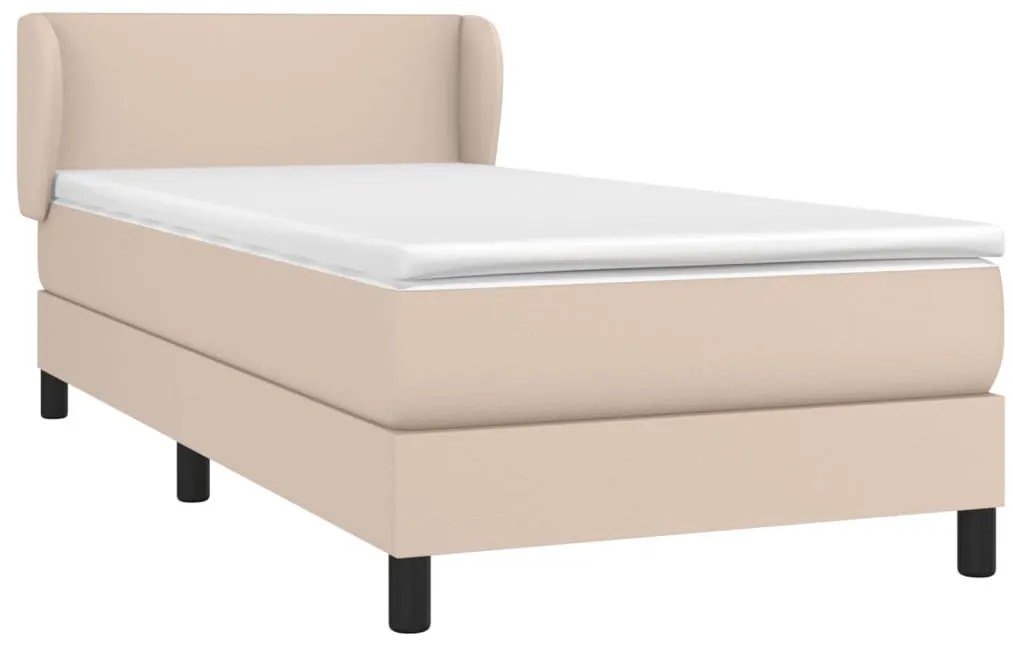 cappuccino színű műbőr rugós ágy matraccal 80 x 200 cm
