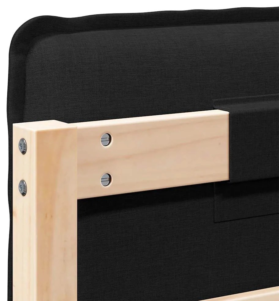 Kárpitozott fejtámla Természetes és fekete 160 cm Tömör fenyőfa