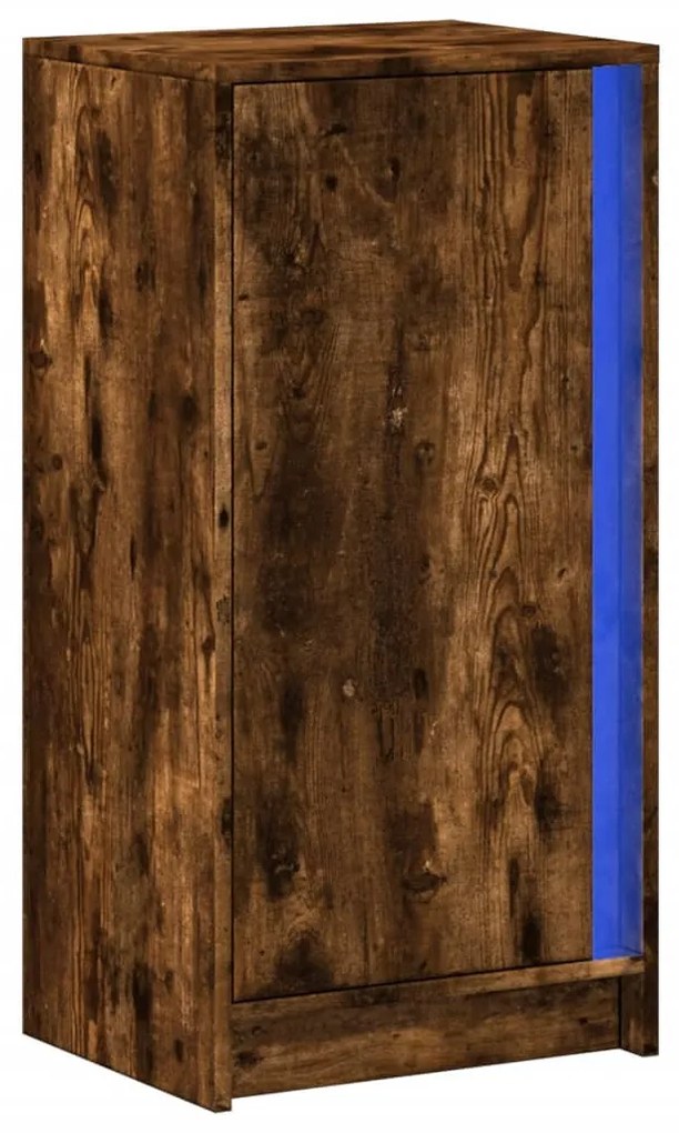 füstös tölgy szerelt fa tálalószekrény LED-del 42,5x34x85 cm