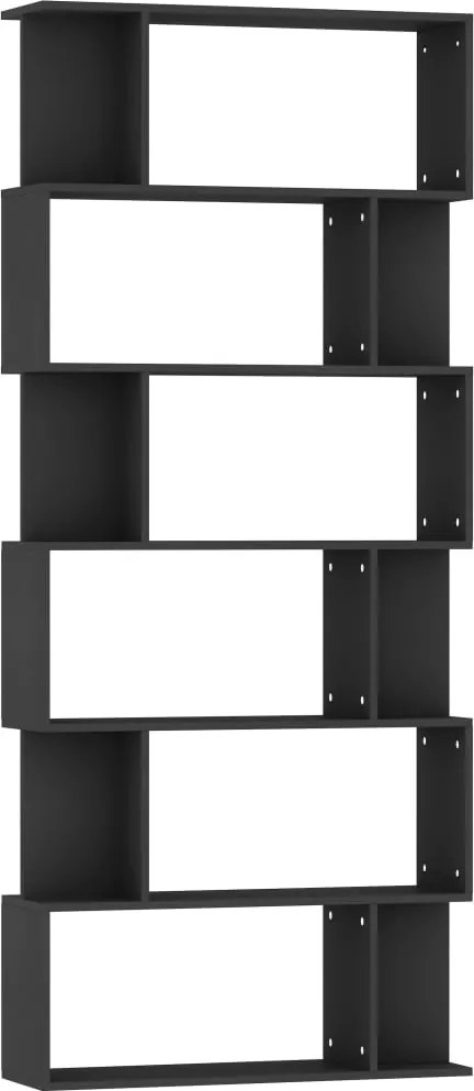 vidaXL fekete szerelt fa könyvszekrény/térelválasztó 80 x 24 x 192 cm