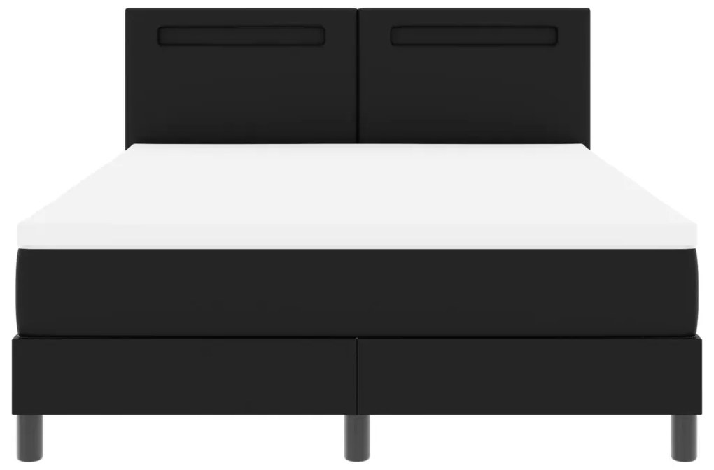 Boxspring Ágy Matracokkal Fekete Színben, 140x190 cm Műbőr
