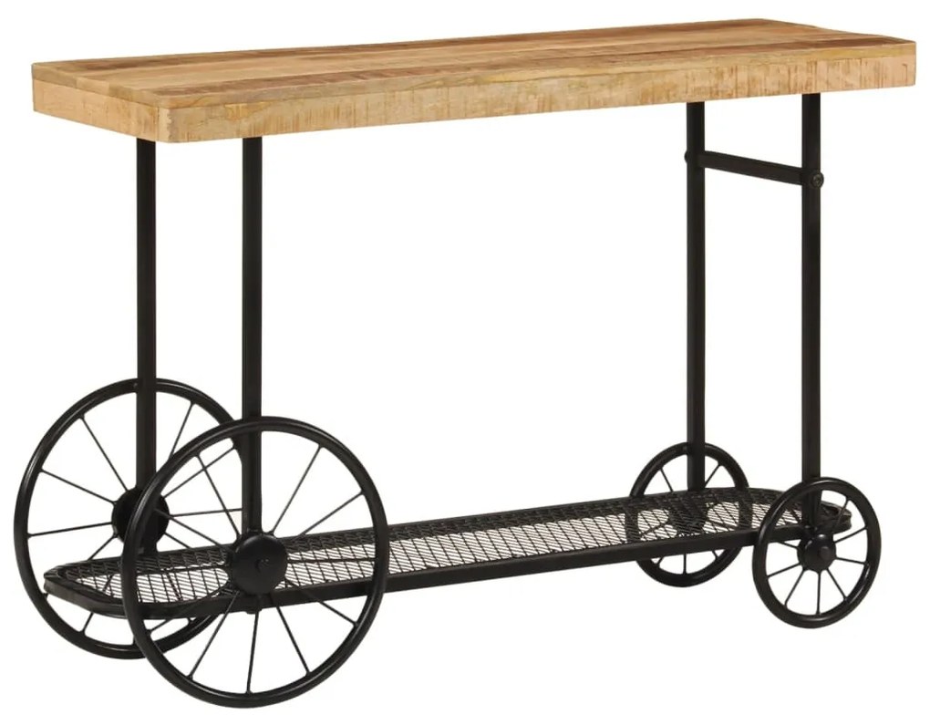 tömör mangófa és vas tálalóasztal 112x36x76 cm