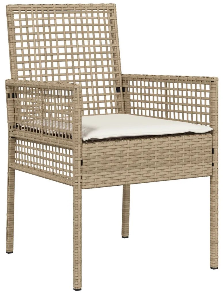 3 darabos Kert Bistro Szett párnákkal Bézs Poly Rattan