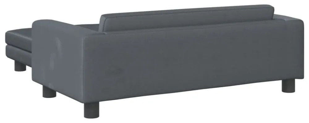 sötétszürke gyerek bársonykanapé lábzsámollyal 100x50x30 cm