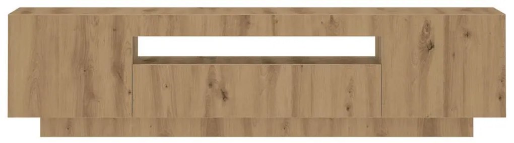 kézműves tölgy szerelt fa TV-szekrény LED-ekkel 160x35x40 cm