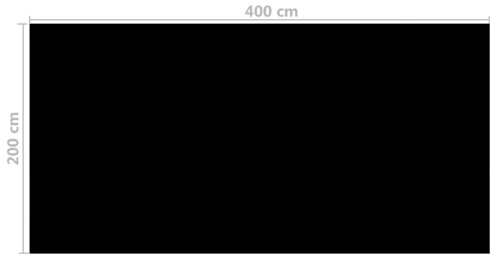 Fekete polietilén medence takaró 400 x 200 cm