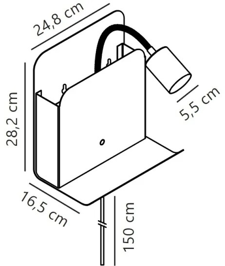 Nordlux ROOMI fali lámpa polccal, USB, 1xGU10/8W/230V, fehér