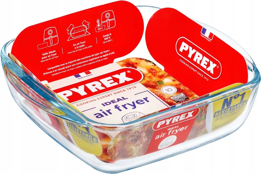 Pyrex Air Fryer Hőálló edény Négyzet alakú tartály 20x17x6cm 1L