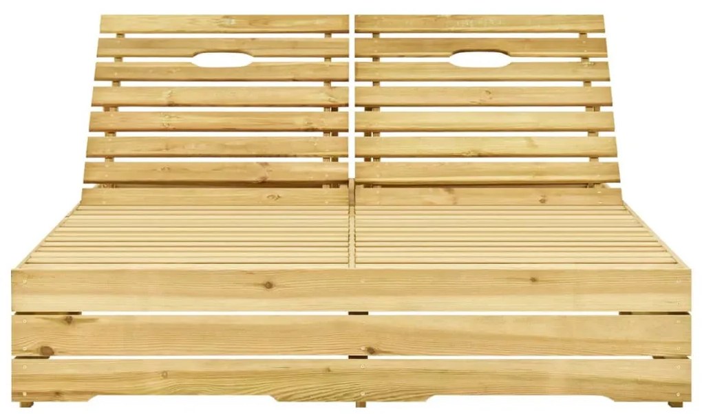 Impregnált fenyőfa kétszemélyes napozóágy bordó párnákkal