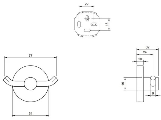 Villeroy & Boch TVA15101200061 - ELEMENTS falikampó, fényes króm