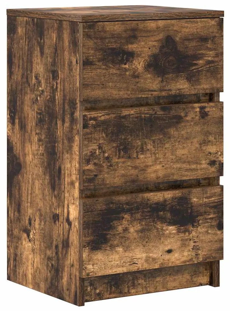 2 db füstölt tölgy éjjeliszekrények 3 fiókkal 39x35x65 cm