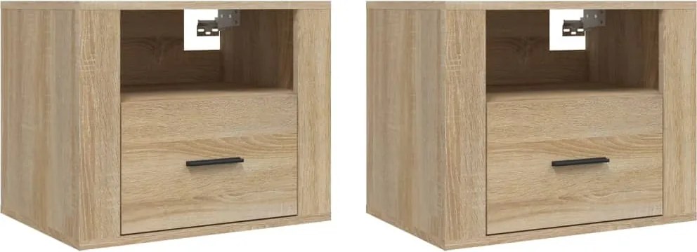 vidaXL 2 db sonoma tölgy falra szerelhető éjjeliszekrény 50x36x40 cm