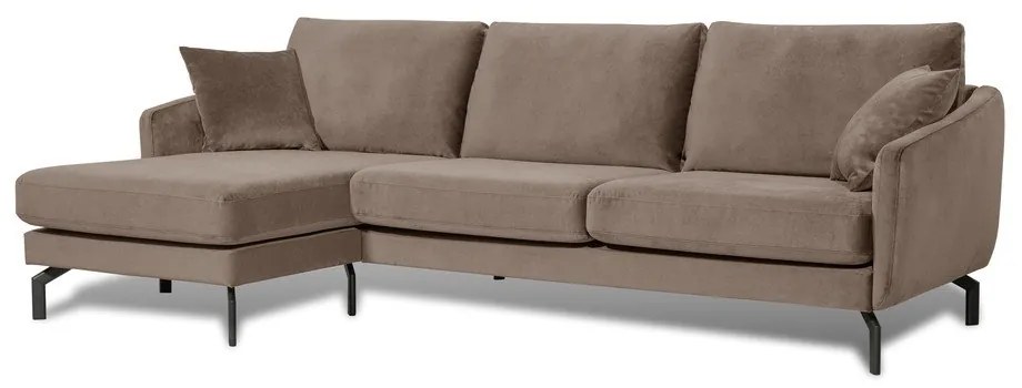 Magic barnásbézs bársony sarokkanapé, bal oldali - Scandic