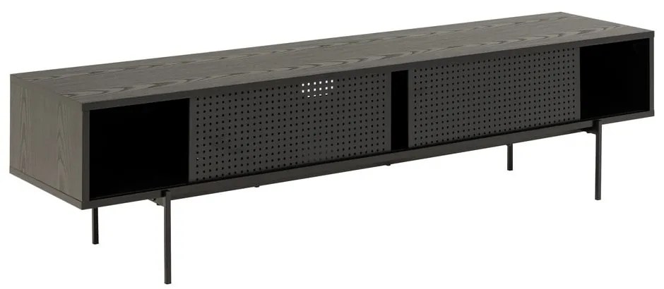 Fekete TV-állvány kőrisfa dekorral 180x44,5 cm Angus – Actona