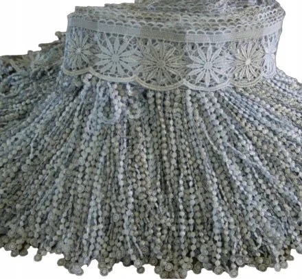 Gipszkarton,fehér-szürke Csipke Rojtos Virág 30CM