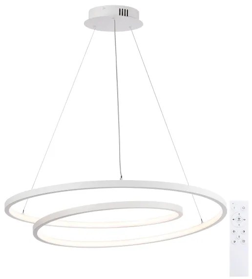 Brilagi-LED Fényerőszabályozható függeszték sodronykábelen TWISTER LED/75W/230V Ø 70 cm fehér + távirányító