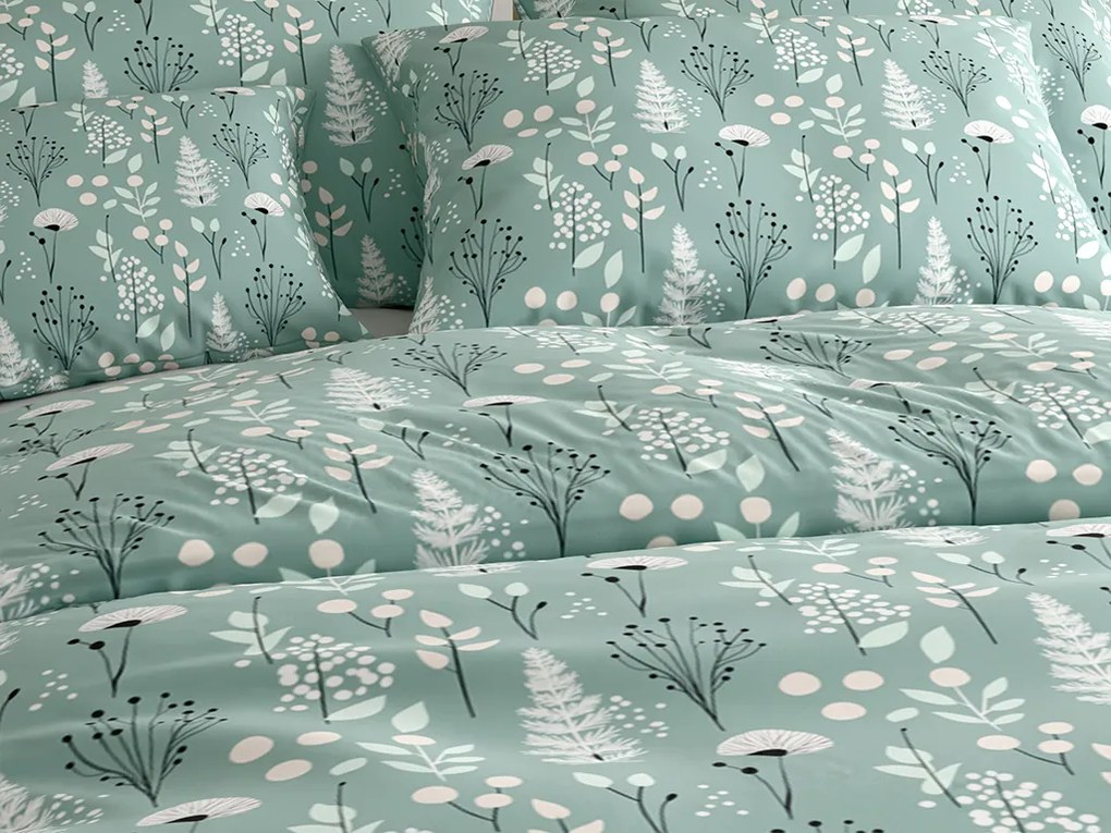 Pamut ágynemű WILD FLOWERS mentás Ágyneműhuzat mérete: 70 x 90 cm | 140 x 200 cm