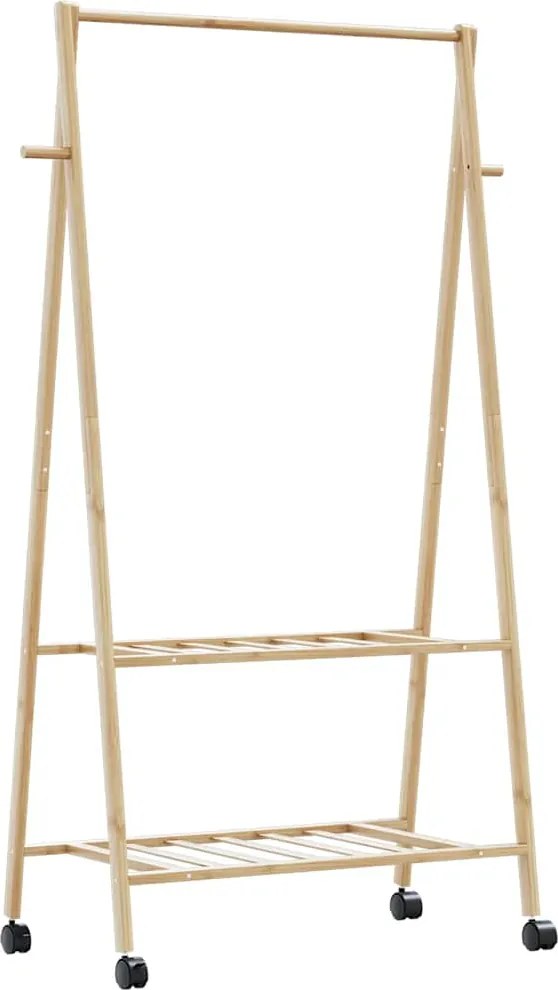 vidaXL bambusz ruhaállvány polcokkal és kerekekkel 96x45,5x155,5 cm