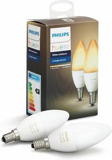 Philips KÉSZLET 2x LED Dimmelhető izzó Philips HUE WHITE AMBIANCE E14/6W/230V 2200-6500K P2362