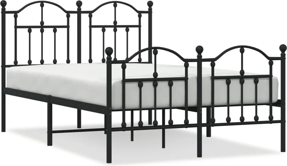 vidaXL fekete fém ágykeret fej- és lábtámlával 120 x 190 cm