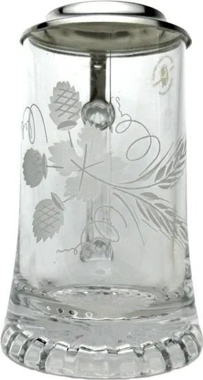 Söröspohár komlós sörhöz, fém fedéllel, fél literes, 0,4 l fehér