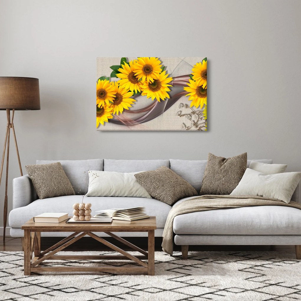 Kép - Ragyogó napraforgó virágok (90x60 cm)