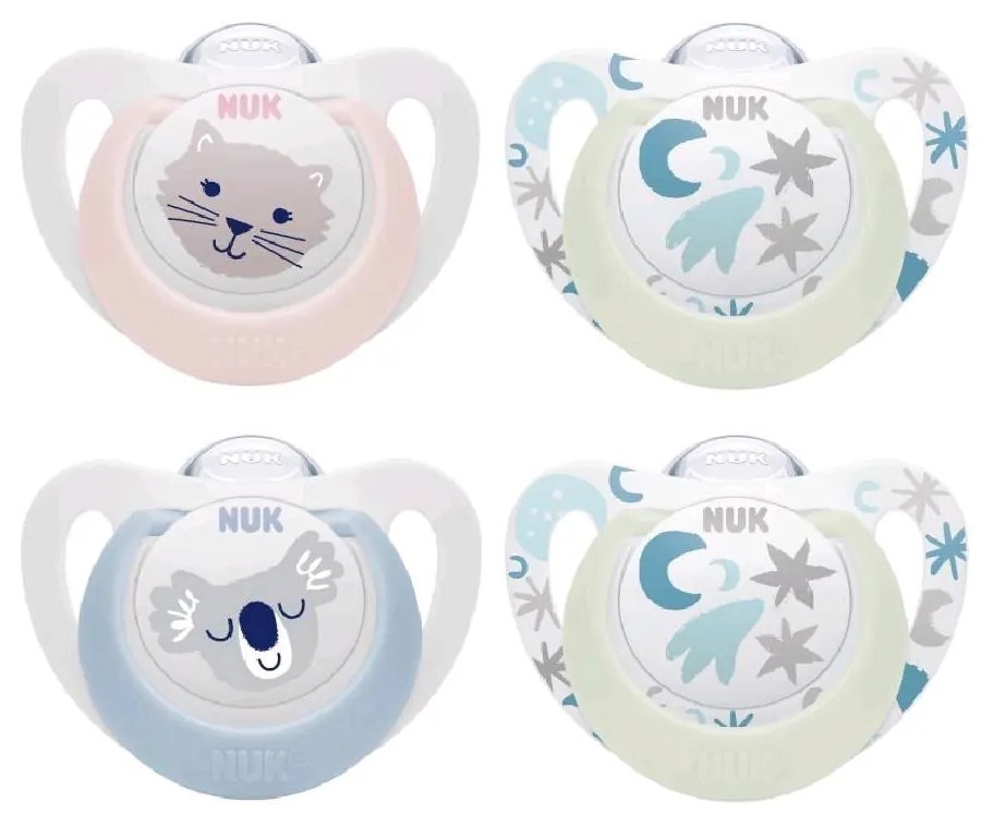 NUK Star baba cumi Éjjel-nappal, 0–6 h, 2 db/doboz, fiú, vel. 0-6 h