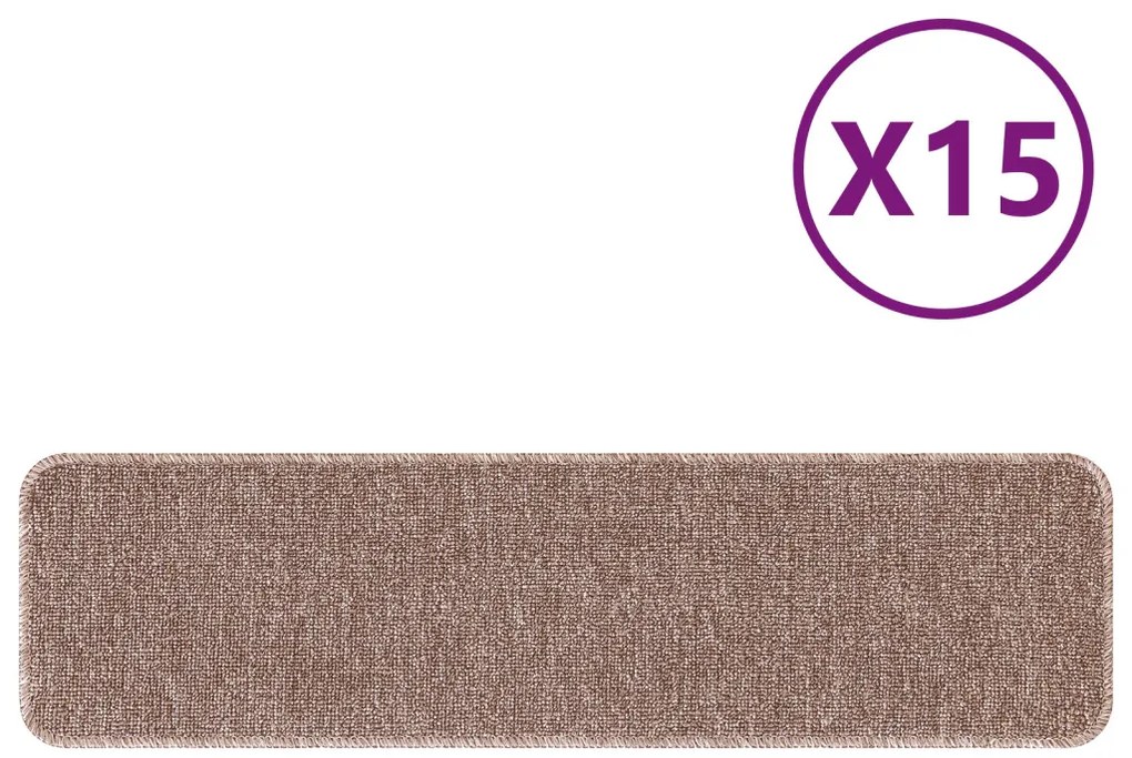 Csúszásmentes Lépcsőszőnyegek 15 pcs Világosbarna 75 x 20 cm PP