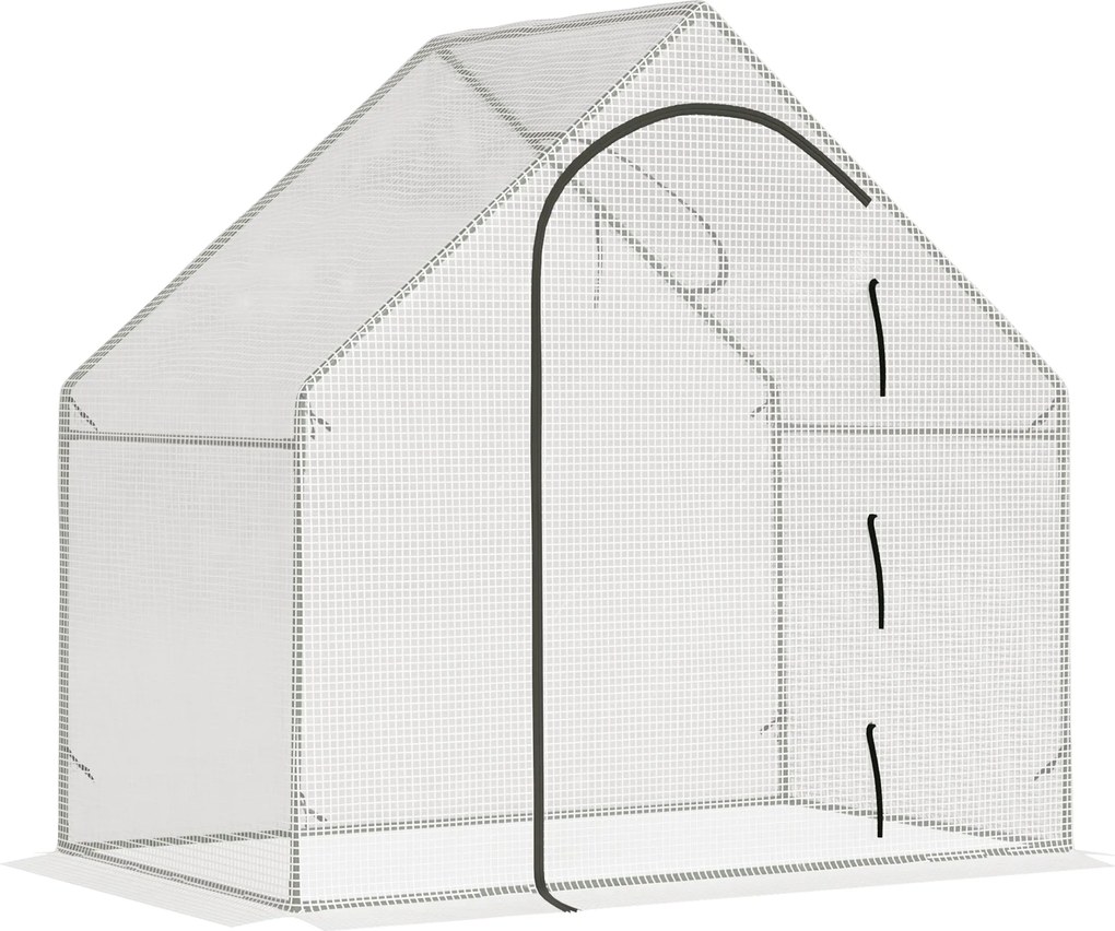 Outsunny Üvegház, 180 x 100 x 168 cm-es Film Üvegház Rolható Ajtóval, Hideg Kert, Paradicsomház Tetőablakkal, PE Hálós Film, Télálló Növényház Kerthez