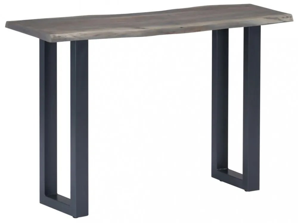 szürke tömör akácfa és fém tálalóasztal 115 x 35 x 76 cm