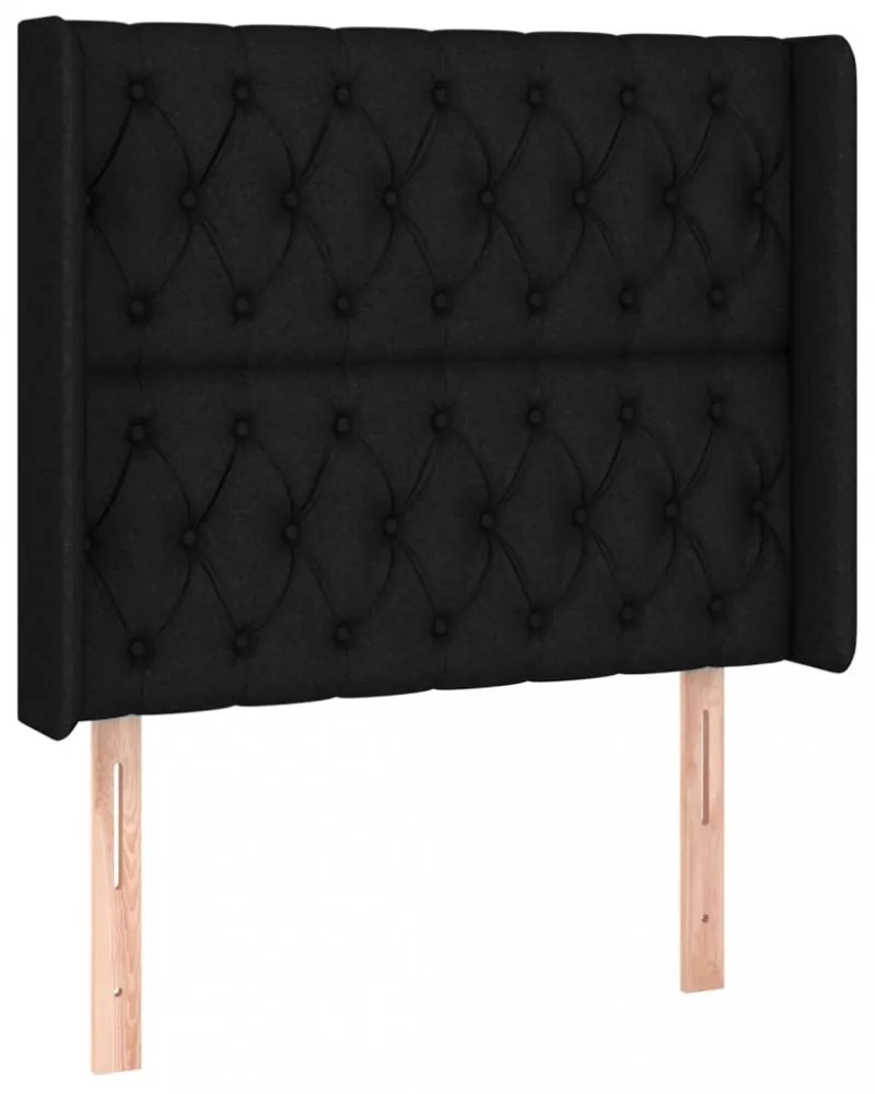 fekete szövet rugós és LED-es ágy matraccal 90x200 cm
