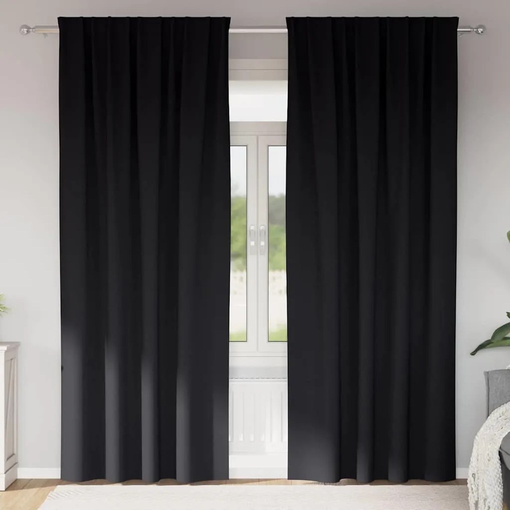 Függönyök függönyökkel 2 pcs Fekete 225x140cm Poliészter