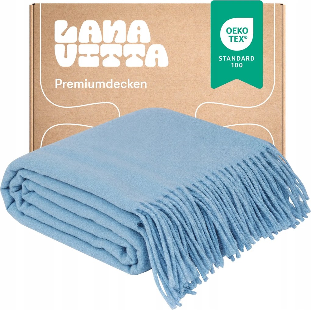 Gyapjú Takaró Meleg Oven 100% Új-Zéland gyapjú Pléd Kék 140х200 cm