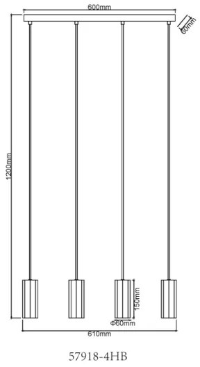 Globo 57918-4HB - Csillár zsinóron JAMES 4xGU10/25W/230V fekete