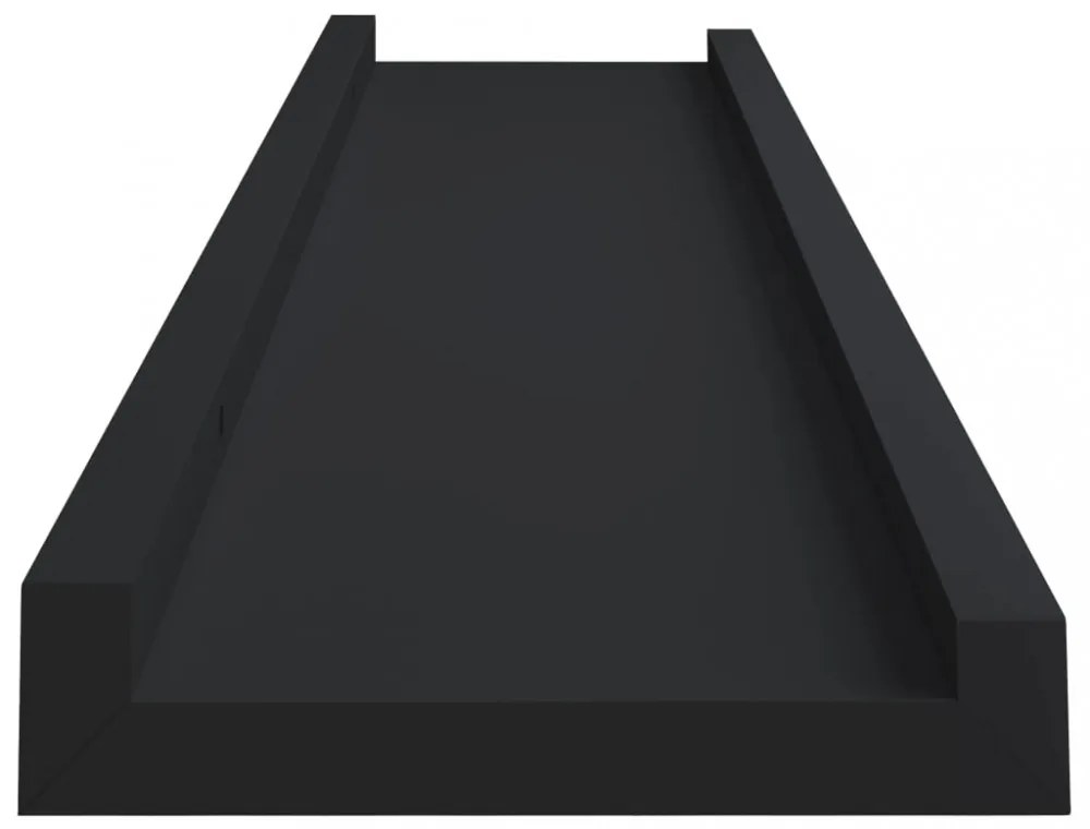 2 db fekete MDF szegélypolc képkeretekhez 60 x 9 x 3 cm